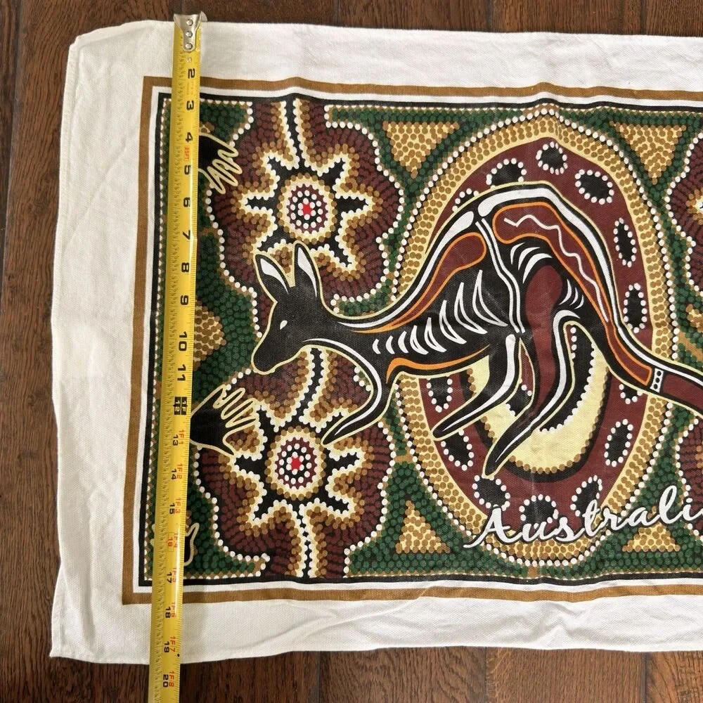 Australia Kangaroo Dot Art Cotton Tea Towel Aboriginal Style Souvenir 30x19.5